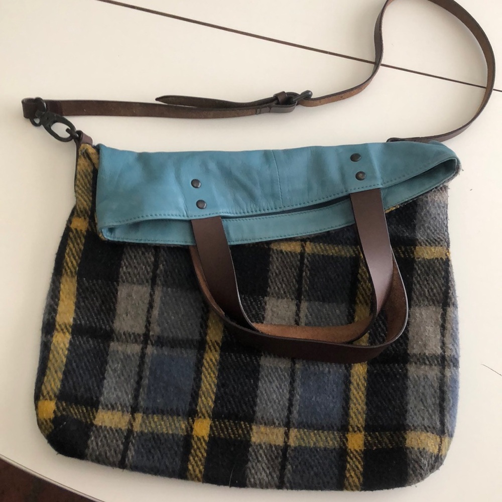 Anthropologie Holding horses leather/wool purse.